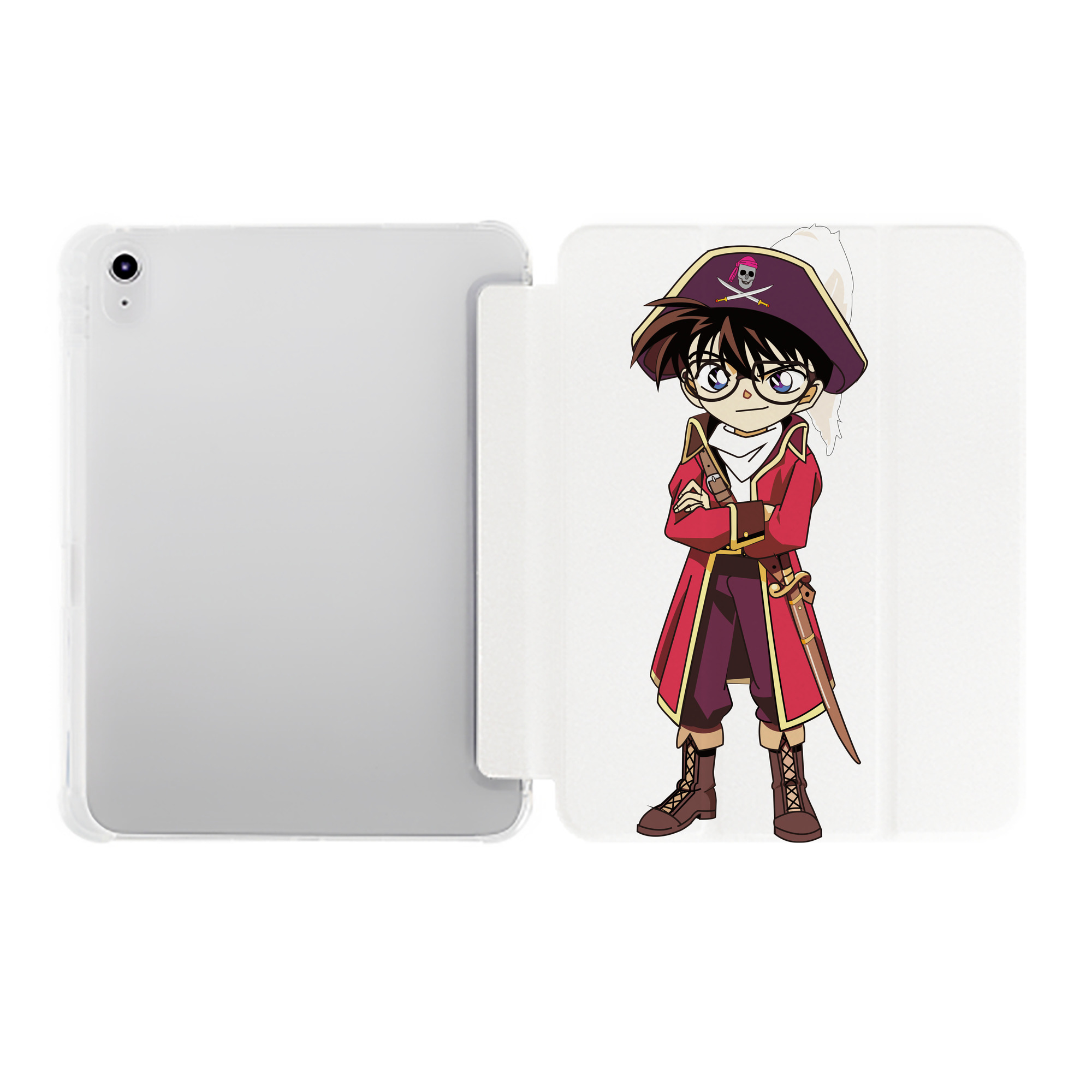 （画像用） 名探偵コナン 江戸川 コナン Detective Conan Conan Edogawa IPad ケース ペン収納付き 三つ折りスタンド PUレザー×シリコン 対応機種9.5/10.5/10.9インチ
